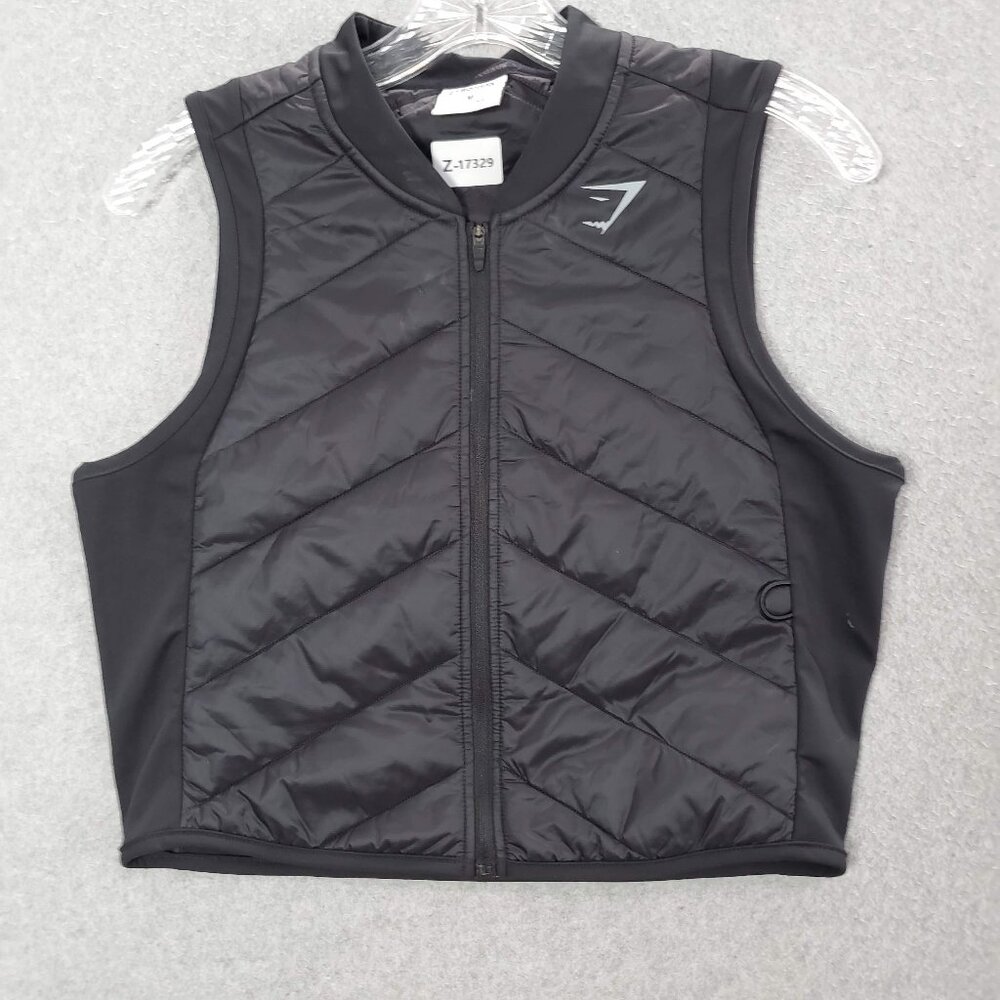 Gymshark Women Jacket Medium Black Speed Vest Quilted Read